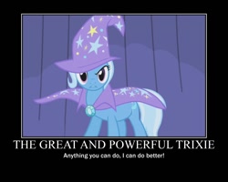 Size: 750x600 | Tagged: safe, artist:bridalspirit007, derpibooru import, edit, screencap, trixie, boast busters, anything you can do, demotivational poster, meme