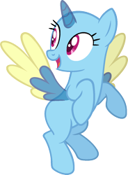 Size: 973x1323 | Tagged: safe, artist:pegasski, derpibooru import, oc, oc only, alicorn, pony, rainbow falls, alicorn oc, bald, base, eyelashes, grin, horn, looking back, open mouth, rearing, simple background, smiling, solo, transparent background, two toned wings, underhoof, wings