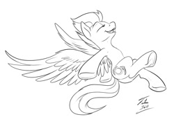 Size: 1586x1070 | Tagged: safe, artist:tsitra360, night glider, the cutie map, monochrome, solo, underhoof