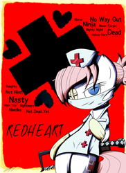 Size: 1606x2202 | Tagged: safe, artist:therandomjoyrider, nurse redheart, crossover, nurse valentine, skullgirls