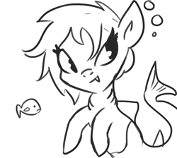 Size: 647x581 | Tagged: safe, artist:tjpones, oc, oc only, fish, original species, shark, shark pony, monochrome