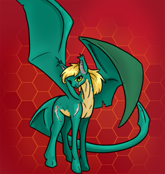 Size: 943x993 | Tagged: safe, artist:alorix, oc, oc only, alien, pegasus, pony, blonde, green eyes, lights out, nudity, scar