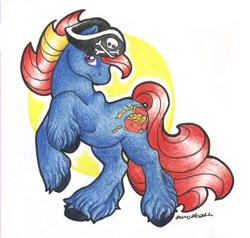 Size: 465x442 | Tagged: safe, artist:aubergine, barnacle, earth pony, pony, rearing, solo, traditional art