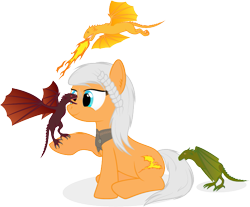 Size: 641x532 | Tagged: safe, artist:rusilisk, dragon, a song of ice and fire, daenerys targaryen, drogon, drogon (game of thrones), game of thrones, ponified, rhaegal, viserion, wyvern