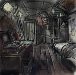 Size: 1024x1001 | Tagged: safe, artist:agm, fallout equestria, fallout equestria: the fossil, interior, wagon