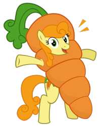 Size: 1000x1253 | Tagged: safe, artist:the smiling pony, artist:wingbeatpony, carrot top, golden harvest, carrot, costume, simple background, solo, transparent background, vector