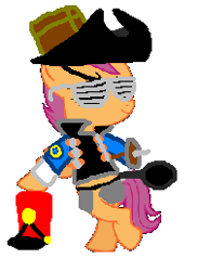 Size: 189x258 | Tagged: safe, scootaloo, demoloo, demoman, demopan, glasses, gmod monster, meme, ms paint, scootapan, stout shako, team fortress 2