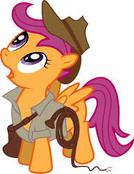 Size: 4631x6000 | Tagged: safe, artist:masem, idw, scootaloo, absurd resolution, adventurer, idw showified, indiana jones, simple background, transparent background, vector