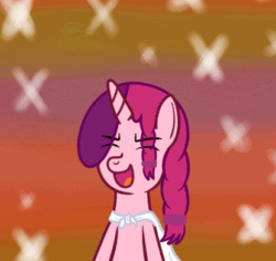 Size: 415x392 | Tagged: safe, artist:smile, oc, oc only, oc:marker pony, pony, unicorn, animated, cape, clothes, eyes closed, female, he-man, heyyeyaaeyaaaeyaeyaa, mare, meme, solo