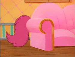 Size: 640x480 | Tagged: safe, sweet stuff, twinkle eyed pony, g1, hiding, sofa, tail