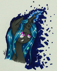 Size: 1053x1305 | Tagged: safe, artist:moonlightfl, oc, oc only, changeling, pony