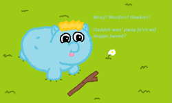 Size: 795x478 | Tagged: safe, dog, fluffy pony, fetch!, fluffy pony original art, park, stick