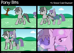 Size: 1782x1275 | Tagged: safe, artist:chatooka, artist:gearedodyssey, maud pie, oc, oc:geo, canon x oc, comic, comic strip, crack shipping, female, male, pony bits, rock, rock pony, shipping, straight