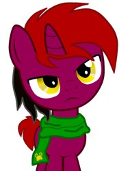 Size: 400x526 | Tagged: safe, artist:krust78, oc, oc only, oc:loki, clothes, scarf, simple background, transparent background