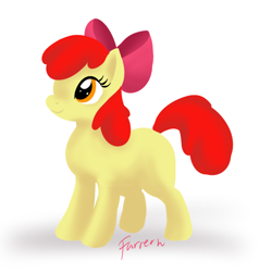 Size: 700x700 | Tagged: safe, artist:furreon, apple bloom, earth pony, pony, apple bloom's bow, female, lineless, red mane, solo, yellow coat