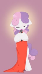 Size: 748x1321 | Tagged: safe, artist:kryptchild, sweetie belle, pony, bipedal, clothes, dress, microphone, singing