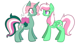 Size: 2089x1209 | Tagged: safe, artist:mintatheena, fizzy, minty, pegasus, pony, g1, g3, g1 to g4, g3 to g4, generation leap, race swap, simple background, transparent background