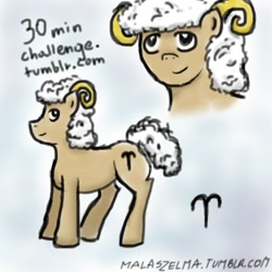 Size: 500x500 | Tagged: safe, artist:malaszelma, 30 minute art challenge, aries, ponified, zodiac