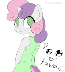 Size: 1280x1408 | Tagged: safe, artist:aweopalta, sweetie belle, anthro, clothes, dress