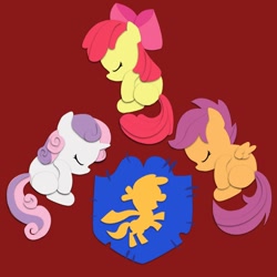 Size: 1200x1200 | Tagged: safe, artist:the-paper-pony, apple bloom, scootaloo, sweetie belle, cutie mark crusaders, sleeping