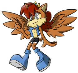 Size: 750x701 | Tagged: safe, artist:pavagat, alicorn, pony, crossover, dreamworks face, horn, pun, sally acorn, satam, sonic the hedgehog (series), wings