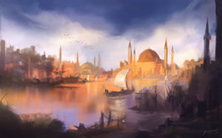 Size: 1600x996 | Tagged: safe, artist:jcbarquet, barely pony related, constantinople, mosque, no pony, scenery