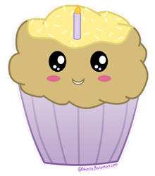 Size: 824x938 | Tagged: safe, artist:shikariix, dinky hooves, blushing, candle, cupcake, fire, foal, frosting, looking at you, signature, smiling, solo, sprinkles