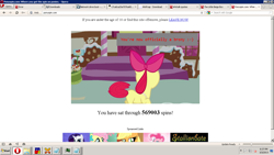 Size: 1364x768 | Tagged: safe, screencap, apple bloom, opera, ponyspin, windows, windows 7