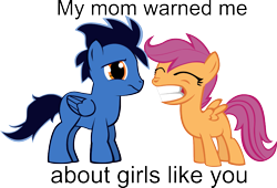 Size: 1617x1099 | Tagged: safe, artist:xeregon, scootaloo, oc, pony, fanfic art