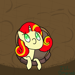 Size: 500x500 | Tagged: source needed, safe, artist:raritay, oc, oc only, oc:golden glow, pony, unicorn, crying, not sunset shimmer, sad, smiling, solo