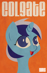 Size: 1650x2550 | Tagged: safe, artist:iaomai, minuette, pony, unicorn, blue coat, female, horn, mare, poster, two toned mane