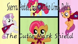 Size: 1280x720 | Tagged: safe, apple bloom, babs seed, scootaloo, sweetie belle, cutie mark crusaders, the shield, wwe