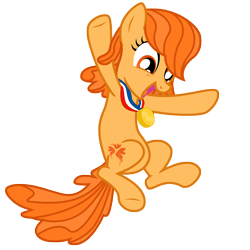 Size: 3000x3000 | Tagged: safe, artist:sunley, butterscotch (g1), earth pony, pony, g1, g4, female, g1 to g4, generation leap, mare, medal, simple background, solo, transparent background