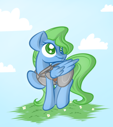 Size: 1700x1900 | Tagged: safe, artist:oblivinite, oc, oc only, pegasus, pony, armor, looking up, raised hoof, smiling, solo