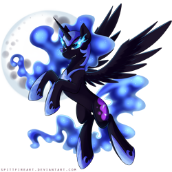 Size: 2000x2003 | Tagged: safe, artist:spittfireart, nightmare moon, moon, rearing, solo