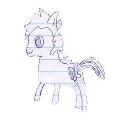Size: 499x490 | Tagged: safe, artist:elusive, oc, oc only, oc:sketchy the notebook pony, exploitable, lined paper, sketch, solo, traditional art, transparentbackground