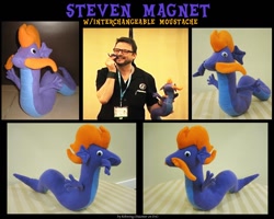 Size: 1040x830 | Tagged: safe, artist:isaunter, steven magnet, human, sea serpent, irl, irl human, lee tockar, moustache, photo, plushie, voice actor