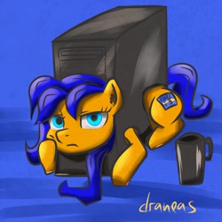 Size: 1100x1100 | Tagged: safe, artist:draneas, derpibooru import, 30 minute art challenge, computer, ponified