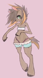 Size: 704x1277 | Tagged: safe, artist:coffeechicken, oc, oc only, pony, semi-anthro, bipedal, clothes, panties, thong, underwear