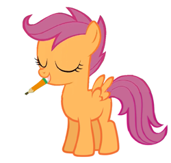 Size: 811x772 | Tagged: safe, artist:acuario1602, scootaloo, mouth hold, pencil, solo