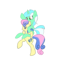 Size: 1121x1076 | Tagged: safe, artist:phillnana, bon bon, lyra heartstrings, sweetie drops, earth pony, pony, unicorn, bipedal, bon bon is not amused, duo, grin, ponies riding ponies, riding, simple background, smiling, transparent background, unamused