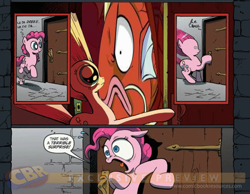 Size: 900x700 | Tagged: safe, artist:lightsen, exploitable meme, magikarp, meme, murderkarp, obligatory pony, pinkie pie idw, surprise door