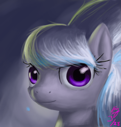 Size: 3500x3686 | Tagged: safe, artist:244705, cloudchaser, pegasus, pony, female, mare, purple coat, solo, two toned mane, wings