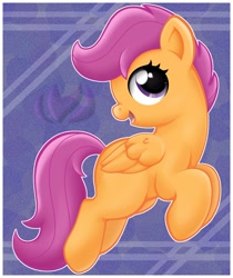 Size: 1000x1193 | Tagged: safe, artist:raininess, scootaloo, pegasus, female, filly, orange coat, purple mane, solo