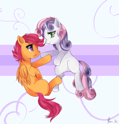 Size: 1000x1041 | Tagged: safe, artist:pklove-chan, scootaloo, sweetie belle, g4, female, lesbian, scootabelle, shipping