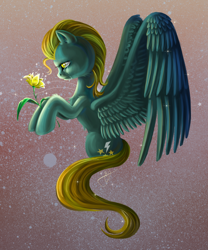 Size: 1000x1200 | Tagged: dead source, safe, artist:eternityfaprio, lightning dust, pegasus, pony, crying, female, flower, glow, lighting, mare, sad, solo, stars