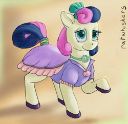 Size: 879x850 | Tagged: safe, artist:ratwhiskers, bon bon, sweetie drops, earth pony, pony, clothes, dress, female, hooves, mare, raised hoof, solo