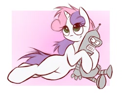 Size: 1280x973 | Tagged: safe, artist:kejifox, sweetie belle, bender bending rodriguez, crossover, futurama