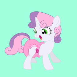 Size: 1000x1000 | Tagged: safe, artist:fillyscoots42, sweetie belle, awwing, cute, dawwww, diaper, diapered, diapered filly, diasweetes, female, filly, pink diaper, poofy diaper, solo