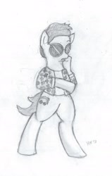 Size: 1418x2236 | Tagged: safe, artist:niakitty, pony, bipedal, gentleman (psy), monochrome, music, psy, solo